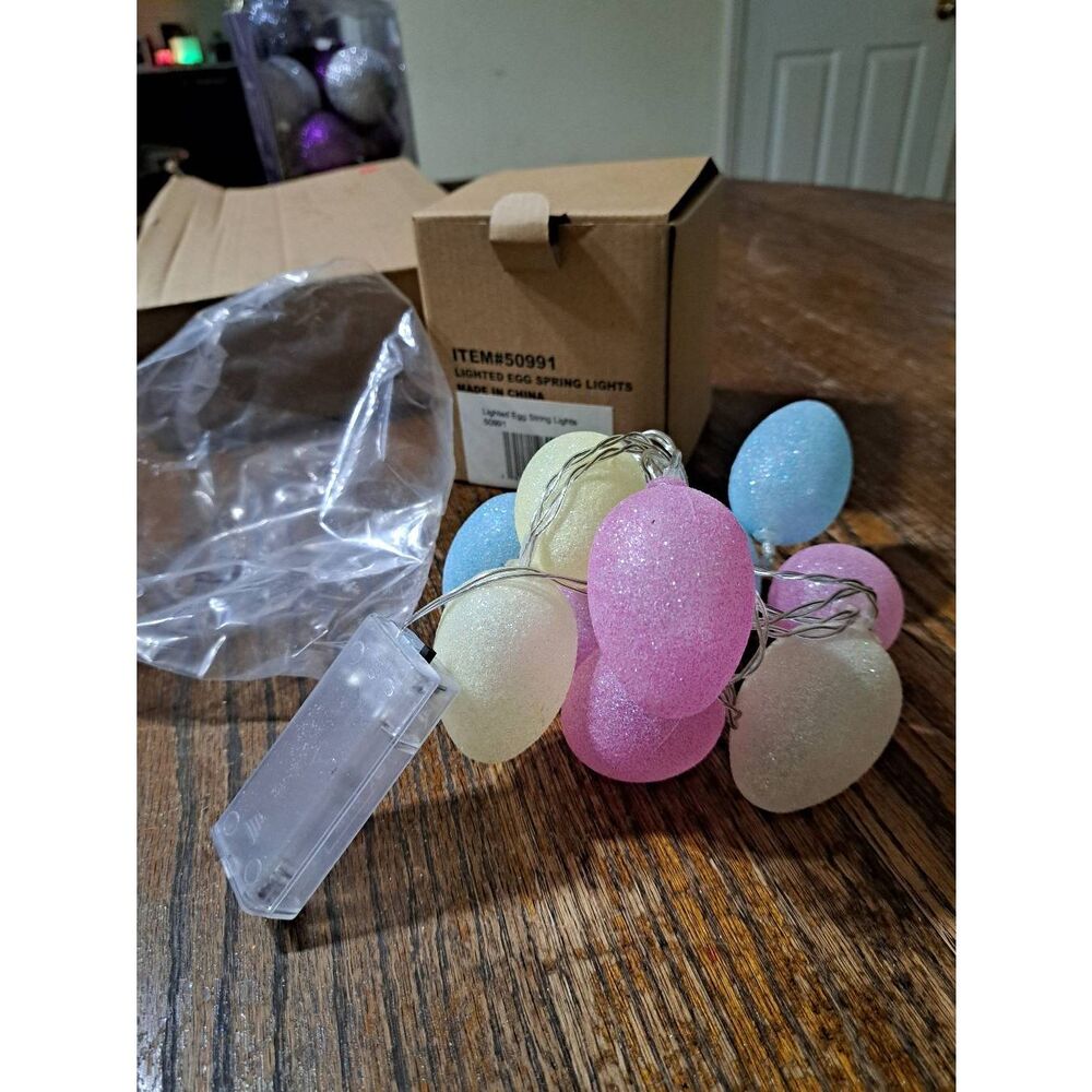 New Easter Egg Battery Operated String Lights Pastel Colors